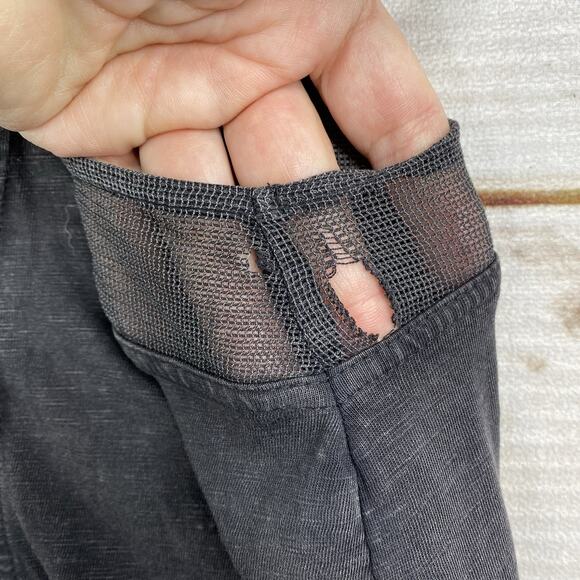 Free People Women Tank Top XS Black Studded Mesh V Neck Grunge Distressed Stretc - Picture 7 of 10